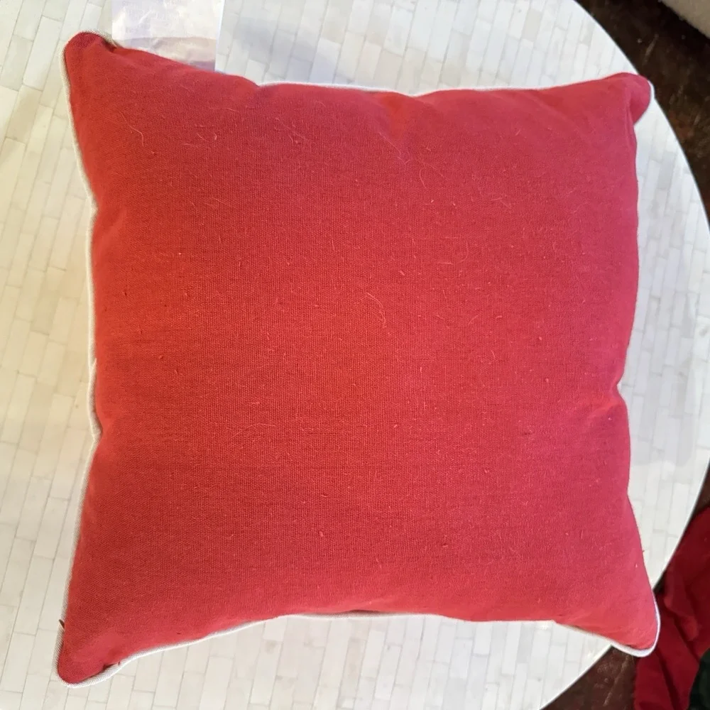 New Chicken Christmas Linen Throw Pillow Red Snowflake Farmhouse Winter 18" - Picture 3 of 7